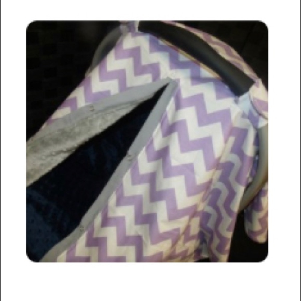 Carseat Canopy Minky Lavender Chevron Cover